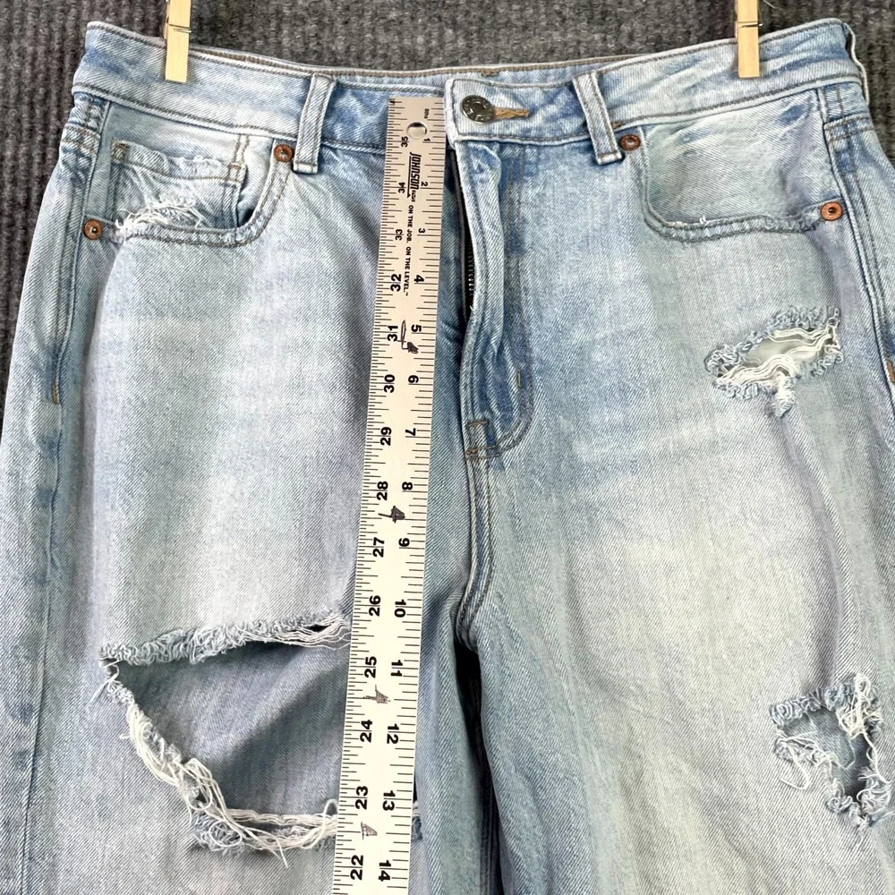 American Eagle Outfitters Mom Jeans Womens 8 Blue Denim Distressed Streetwear